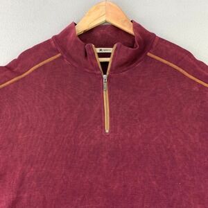 Agave Rambler 1/4 Zip‎ Pullover Mens 2X Burgundy Ribbed Knit Sweatshirt USA